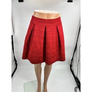 Express Red Pleated Skater Skirt Womens Size S Fit & Flare Textured Mini